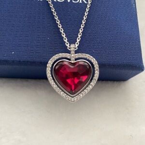 Vintage Swarovski Oceanic Red Heart Pendant Necklace